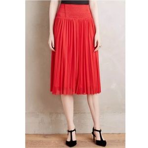HD In Paris Rich Red Pleated Midi Skirt Size L